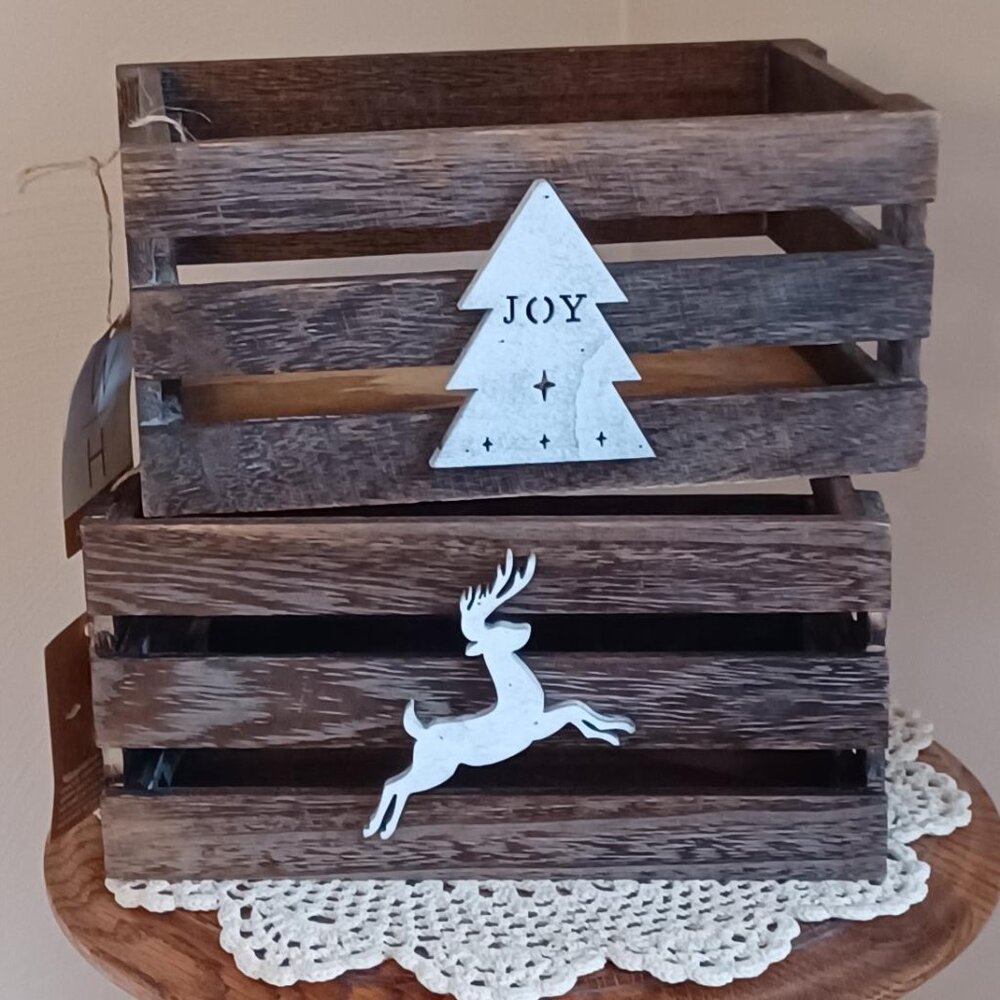 Two Christmas/Winter Crates, NWT